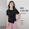 【初夏新品】熙世界设计感黑色正肩T恤女短袖夏季不规则捏摺修身显瘦体恤上衣 商品缩略图3