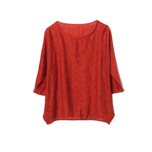 丁摩 天丝短袖t恤女夏薄款宽松遮腹时尚圆领莱赛尔蝙蝠衫上衣5ZF-2089 商品图4