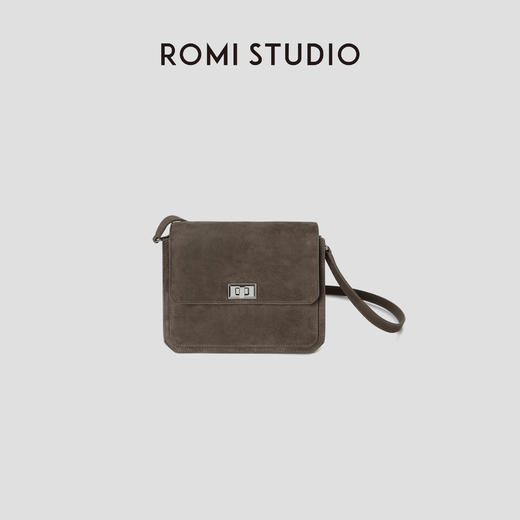 ROMI STUDIO100%头层羊皮革反绒面方形翻盖单肩斜跨包RWBLP31640 商品图1