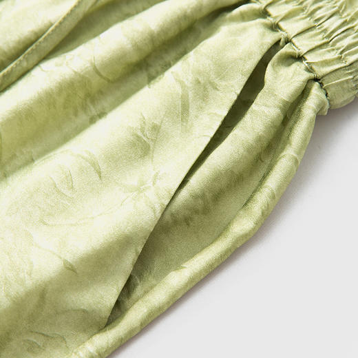 丁摩 真丝提花炒色草木染抽绳直筒阔腿裤桑蚕丝垂感松紧腰休闲裤5ZF-033 商品图1