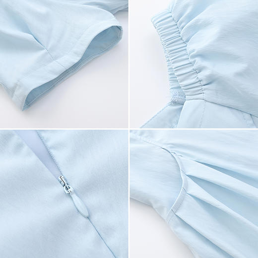 女装V领腰部褶皱净色连衣裙-059Q5222005 商品图2