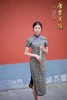 【紫 影】复古几何纹短袖旗袍蓝棕配色典雅修身立领民国风情韵味十足 商品缩略图2