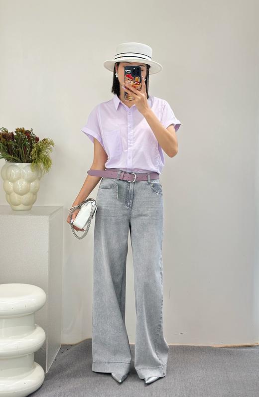 H5CS30646#撞色压线短袖衬衣 商品图5