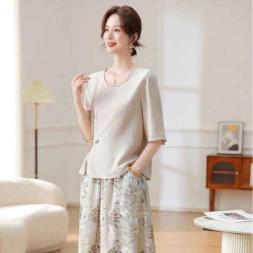 对音夏季休闲轻奢优雅女式套装中袖半身印花长裙气质套装JK-Z2117 商品图5