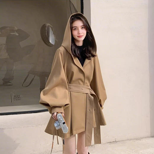 裁缝学苑AQ461赫本斗篷风衣纸样女装新款工装大衣连帽短外套上衣样板 商品图4