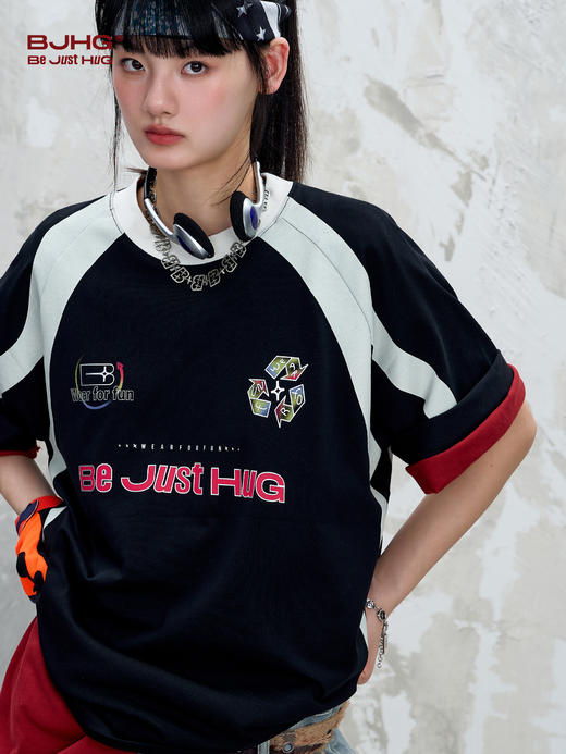 BJHG不计后果 美式复古运动短袖T恤男款夏季潮牌防晒速干半袖体恤 商品图3