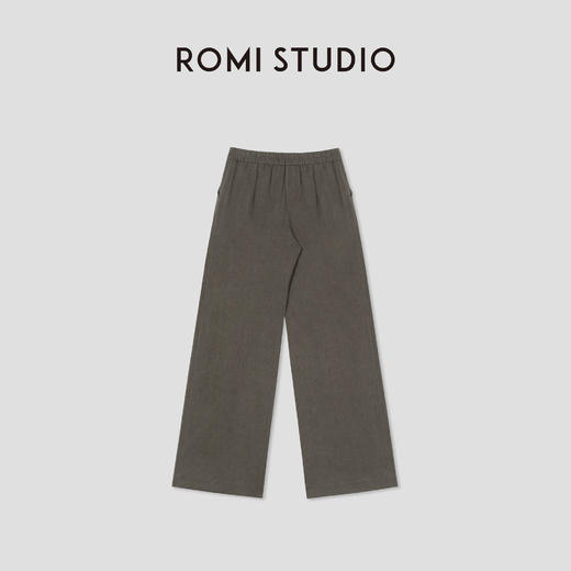 ROMI STUDIO100%亚麻天然麻结肌理后松紧腰直筒长裤 RWCSXB1737 商品图2