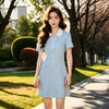 奢姿大码女装2025夏季减龄蝴蝶结绑带时尚裙子胖妹妹娃娃领连衣裙9952835058 商品缩略图0