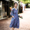丁摩 别致惊艳桑蚕丝连衣裙女夏季新款名媛法式碎花裙子5ZF-90485 商品缩略图2