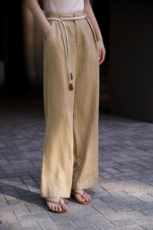 亚麻裤呼吸感畅通勤宽松直筒阔腿休闲裤长裤 商品图6