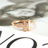 【95新】Tiffany & Co.蒂芙尼Tiffany T 系列18K玫瑰金镶钻+白贝母双T开口戒指53号女士现售价：7700！240425NJS02 商品缩略图1