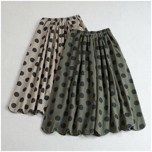 春秋百搭波点印花棉复古大摆半身裙！2025日系文艺显瘦中长款A字裙女款！ 商品图0