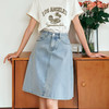 OLrain欧芮儿A摆浅蓝色牛仔中裙夏季2025新款高腰时尚百搭直筒裙 商品缩略图3