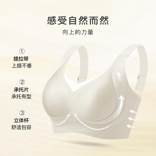 【大胸提拉防下垂】时尚缎面聚拢内衣女全包显小收副乳无钢圈文胸晚梦如歌 商品图2