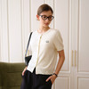 OLrain欧芮儿白色圆领减龄毛针织开衫女夏季2025新款撞色排扣上衣 商品缩略图0