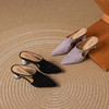 【预售5天】法式头层羊猄皮高跟包头拖鞋女夏季新款尖头粗跟镂空半拖鞋外穿拖鞋LD&7373 商品缩略图2