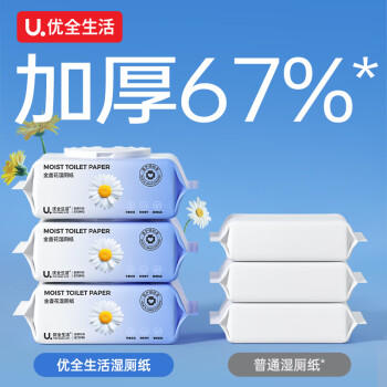 优全生活湿厕纸80抽*10包金盏花加厚清洁湿纸巾S码擦屁股男女如洁厕巾家庭 /家庭清洁/纸品 /清洁纸品 /湿厕纸 商品图4