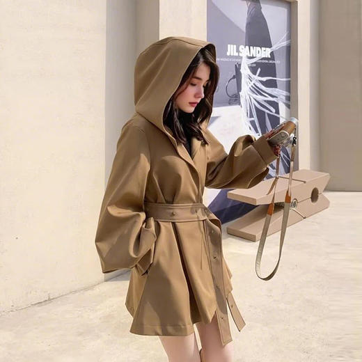 裁缝学苑AQ461赫本斗篷风衣纸样女装新款工装大衣连帽短外套上衣样板 商品图2