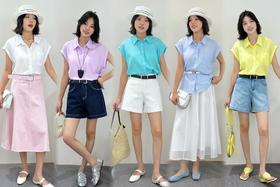 H5CS30603#简约百搭棉麻短袖衬衫