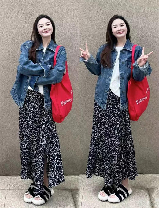 超有氛围感的碎花开叉半裙裙子 商品图3