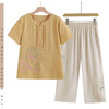 对音夏款透气亲肤气质妈妈装新中式刺绣盘扣短衫+裤子套装JK-Z2518MY、JK-Z2519MY 商品缩略图0