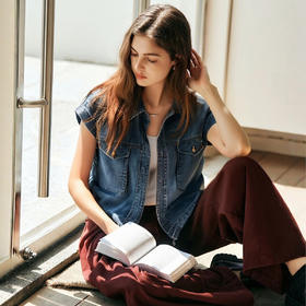 OLrain欧芮儿牛仔设计感马甲短外套女夏季2025新款别致气质上衣