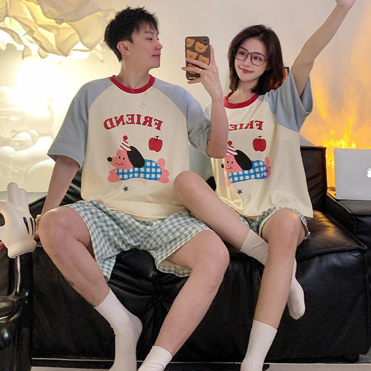 【GZ】无忧购情侣款卡通家居服短袖短裤套装（截单后7天发货) 商品图0
