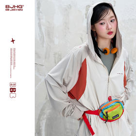 BJHG不计后果UPF50连帽防晒服女款夏季凉感宽松撞色拼接防晒外套