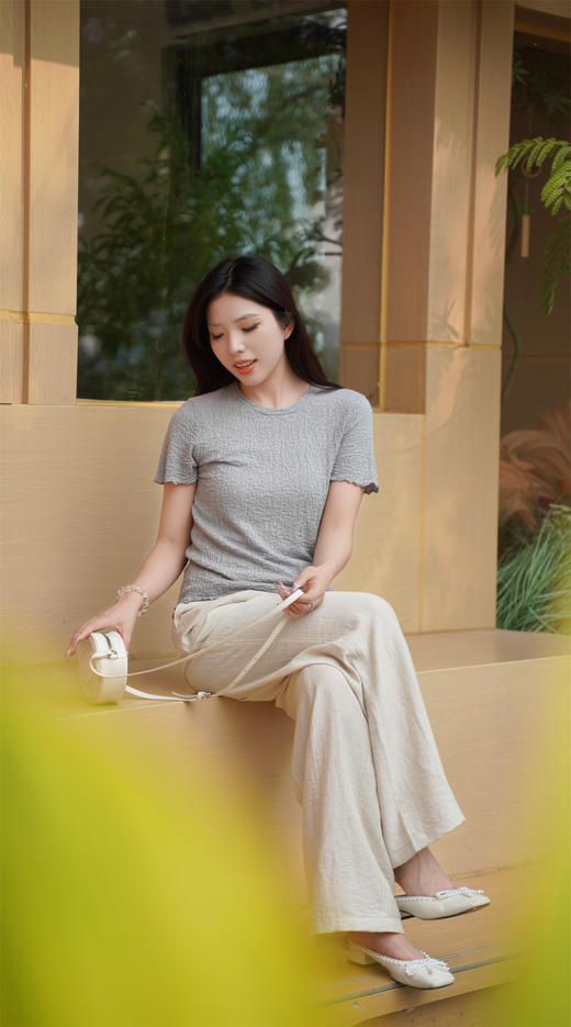 臣禾	【亚麻裤】老钱风松紧腰休闲直筒裤	JZ252060393 商品图3