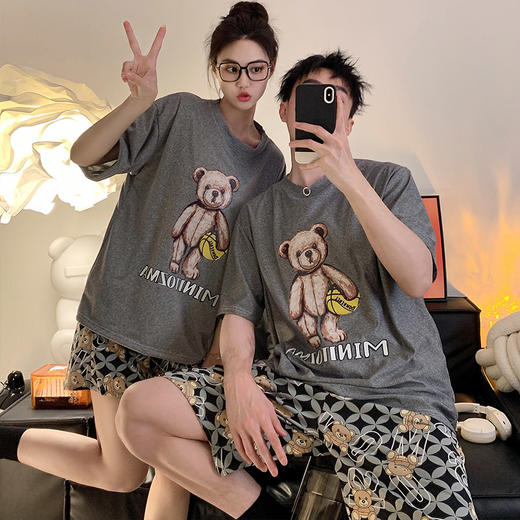 【GZ】无忧购情侣款日常短袖短裤家居服套装 商品图0