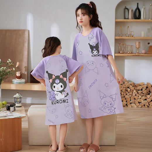 【可外穿的亲子家居服】夏季短袖睡裙薄款甜美卡通韩版中大童母女款睡裙休闲可外穿家居服。ry 商品图2