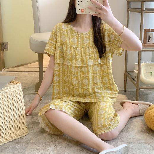 【印花设计】夏季女士防凸点睡衣棉绸短袖短裤舒适薄款印花凉爽家居服秋。ry 商品图10