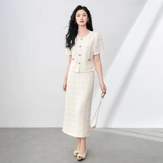 「高货wl」全新升级【铂金会员321/天猫429/差价108】(99933)洛诗琳时尚气质优雅小香风短袖上衣肌理感包臀半身裙两件套 商品图0