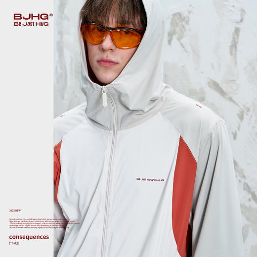 BJHG不计后果UPF50防晒衣男款夏季撞色拼接宽松舒适连帽防晒外套 商品图3