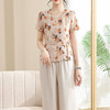 对音夏季休闲透气宽松大码妈妈装新中式盘扣花卉套装JK-Z2357 商品缩略图2