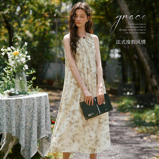 OLrain欧芮儿宽松慵懒法式度假连衣裙女夏季2025新款舒适背心长裙 商品图0