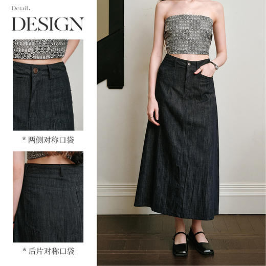 OLrain欧芮儿2025夏季新款时尚气质蓝色高腰显瘦A字半身牛仔裙女 商品图1