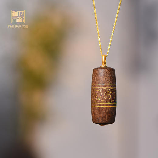 天珠丨天然芽庄红土沉香错金吊坠 沉水级 SP9264 商品图0