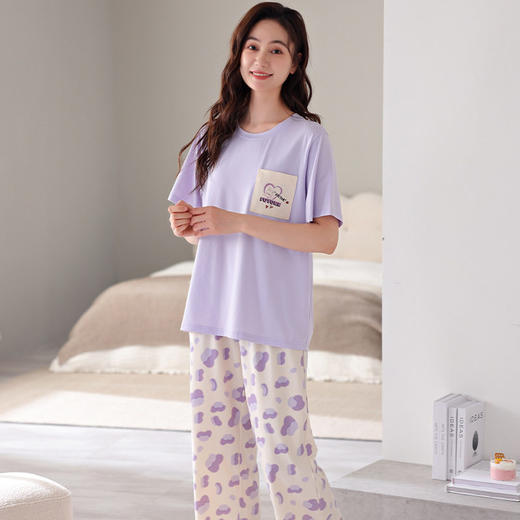夏季新品拉架棉睡衣女士短袖七分裤套装可爱少女休闲舒适家居服   JL-LGA3028/LGA3029/LGA3030/LGA3031 商品图3