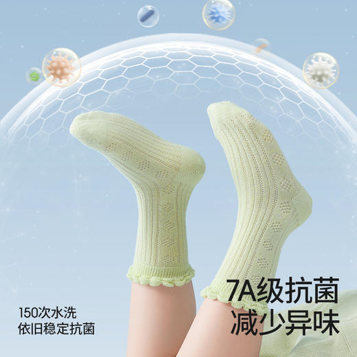 贝肽斯儿童袜子夏季女童花边公主袜网眼薄款新生婴儿宝宝中筒袜 商品图3