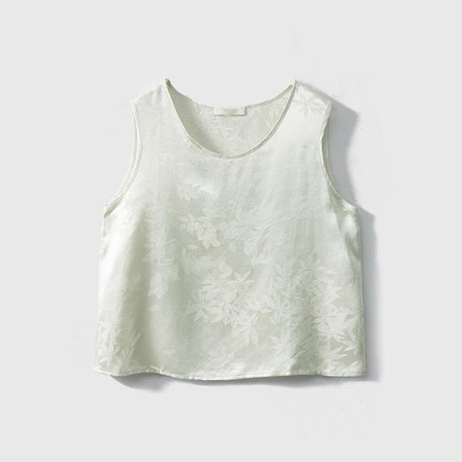 丁摩 真丝缎面提花绞萝背心女吊带夏外穿桑蚕丝法式上衣夏季马甲5ZF-009 商品图6