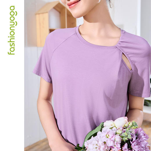 凡圣瑜伽不对称圆领T恤F15334 商品图6