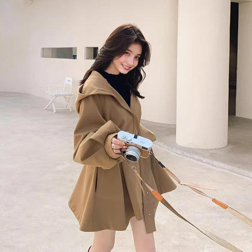 裁缝学苑AQ461赫本斗篷风衣纸样女装新款工装大衣连帽短外套上衣样板 商品图1