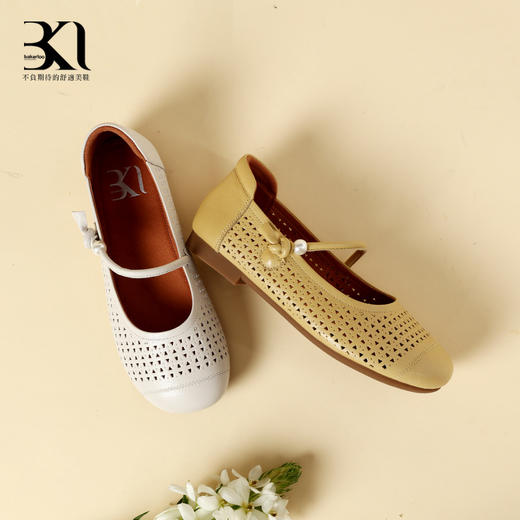 BAKERLOO圆头镂空细带平跟女鞋AD158 商品图5