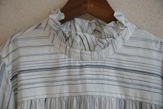 MAKU textiles｜真丝褶边领口不规则条纹长袖衬衫 商品图7