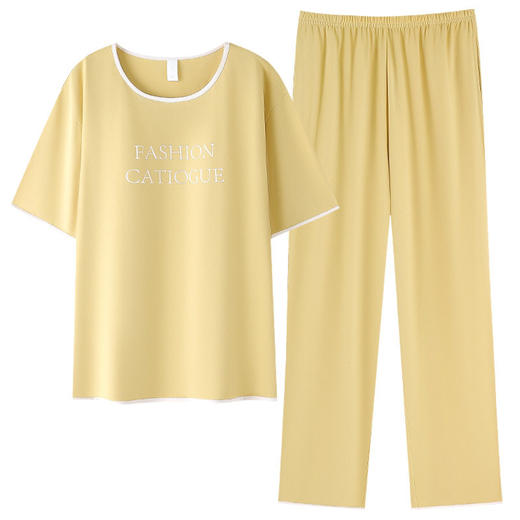 夏季莫代尔睡衣女士短袖长裤带胸垫家居服字母印花凉爽休闲套装   JL-LGM6019/LGM6022 商品图4