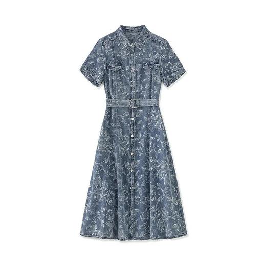 「高货wl」全新升级【铂金会员330/天猫439/差价109】(13234)洛诗琳法式复古提花天丝牛仔裙遮肚显瘦休闲女衬衫连衣裙13234 商品图4