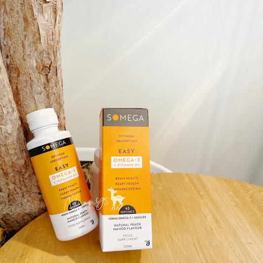预售4.10左右发-【易吸收 OMG3 DHA 维生素D3 】天然桃子味乳化鱼油 225ml 爱尔兰 SOMEGA索美嘉 商品图3