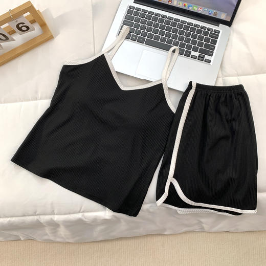 【GZ】无忧购冰丝螺纹吊带短裤套装家居服620（截单后7天发货) 商品图4