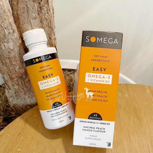 预售4.10左右发-【易吸收 OMG3 DHA 维生素D3 】天然桃子味乳化鱼油 225ml 爱尔兰 SOMEGA索美嘉 商品图0